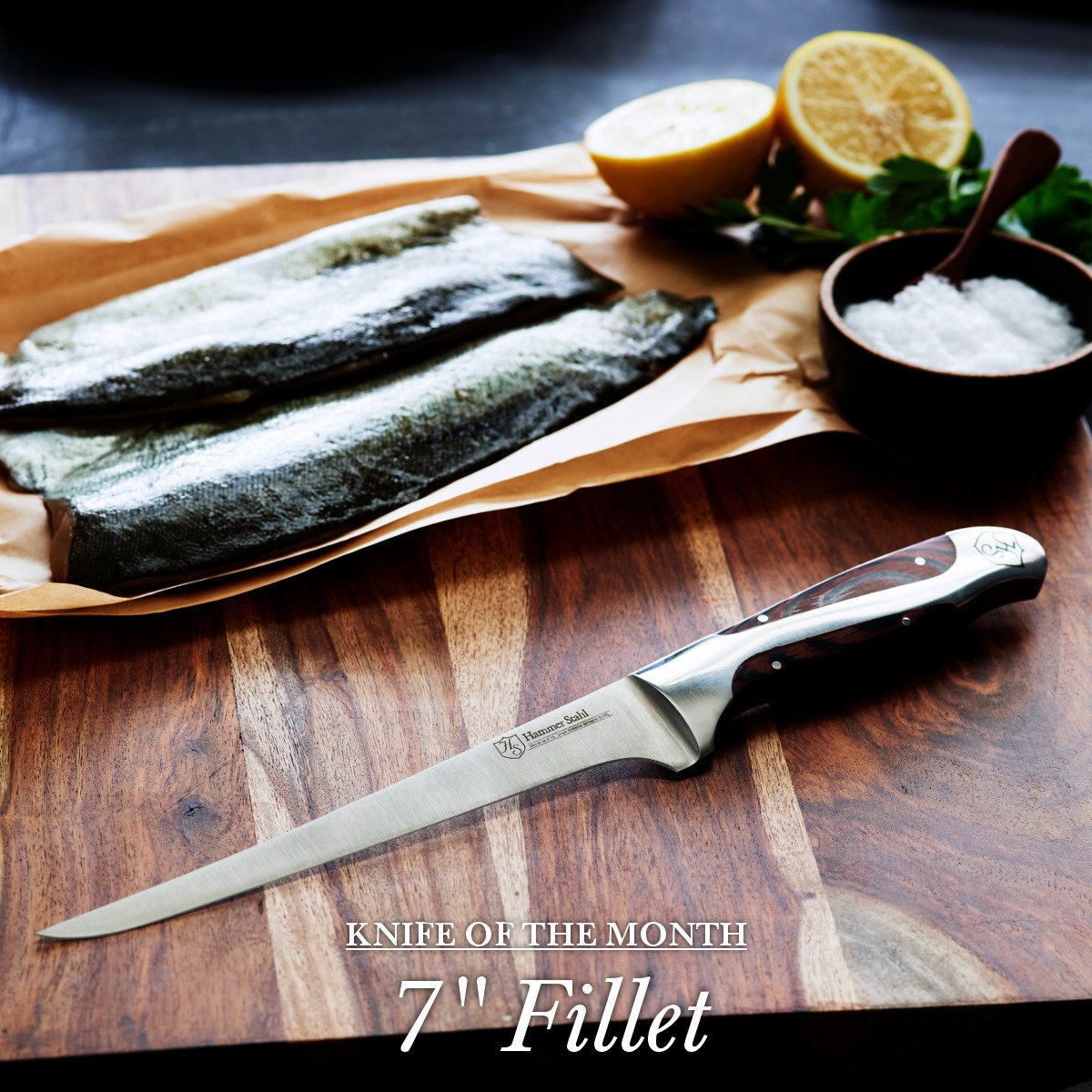 The knife of the month for May is the 7" Fillet! Grab yours now at more than 50% off, just in time for your spring fishing and BBQ. hammerstahl.com/fillet-knife.h…
