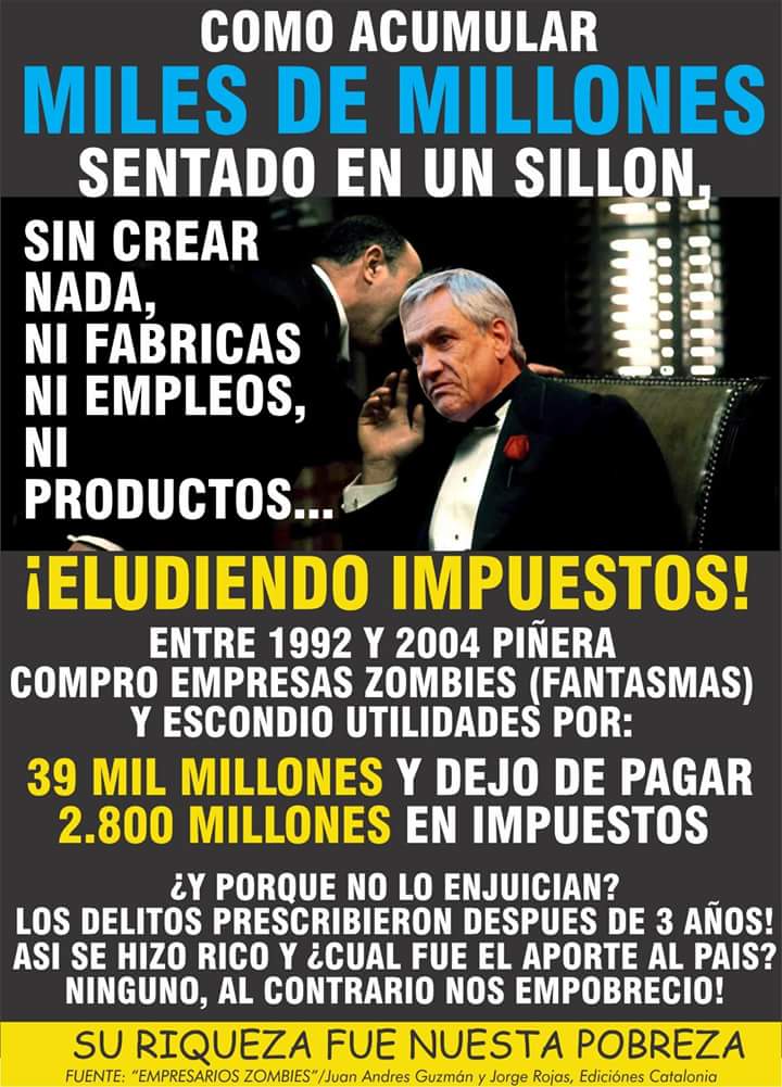 Chileokulto's tweet photo. Si tú te preguntas,  ¿Cómo se ha hecho rico el presidente Sebastián Piñera?,  aquí lo tienes !! https://t.co/ryLbSOa0if