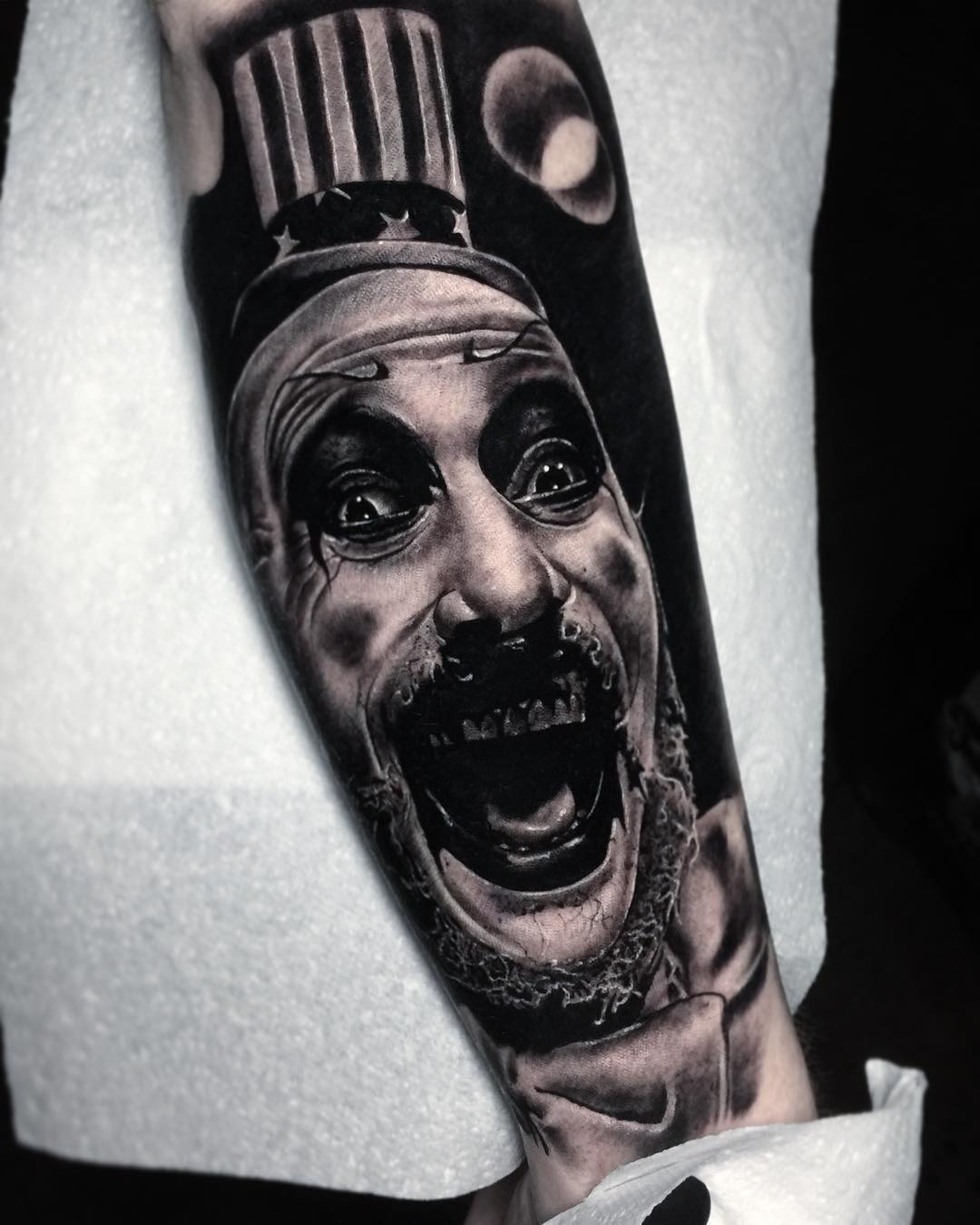 Finished up Captain Spaulding on krisbrandt1 excited how this one came  out  tattoos captainspaulding houseof1000corpses devilsrejects  By  Tattoos by Pablodct  Facebook