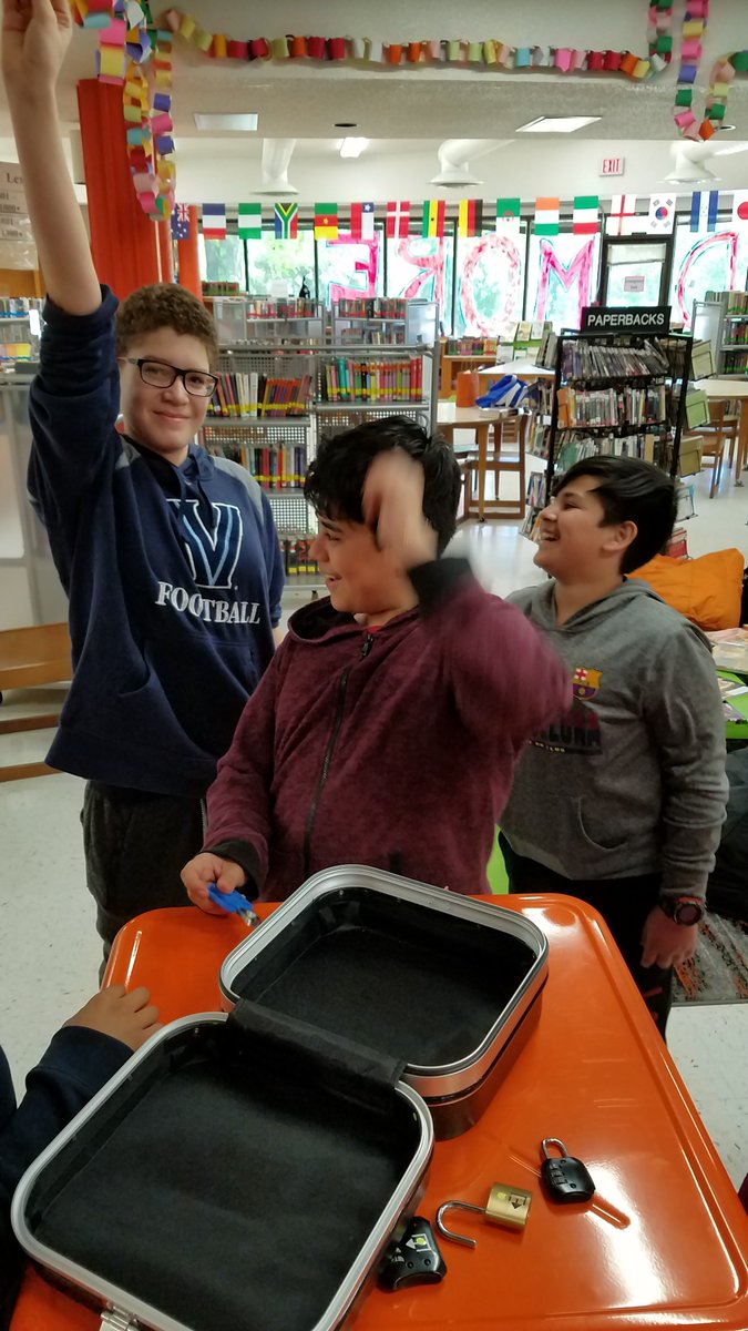 Ms. Makl's 7th grader ELL class rocked their Break Out challenge. Using The Crossover by  @kwamealexander was the best part..reading, discussing, examining, and working till we get it right.  Learning is FUN! <a href="/Carrington_DPS/">Carrington Middle School (DPS)</a> <a href="/CarringtonESL/">Lauren</a>