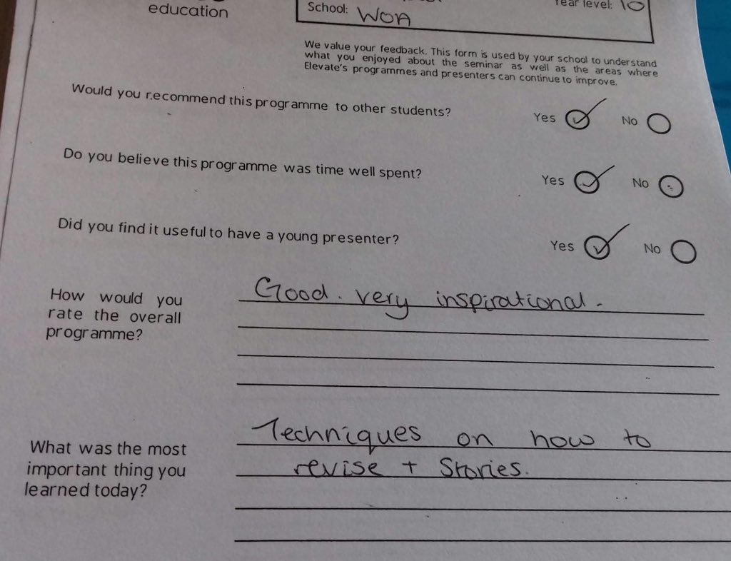 Thank you to <a href="/ukelevate/">Elevate Education UK</a> who were in school today working with our Y10 students! We’ve received excellent feedback! 95% of students would recommend to a friend! #elevateeducation #exams2019 #beprepared #believeachievesucceed