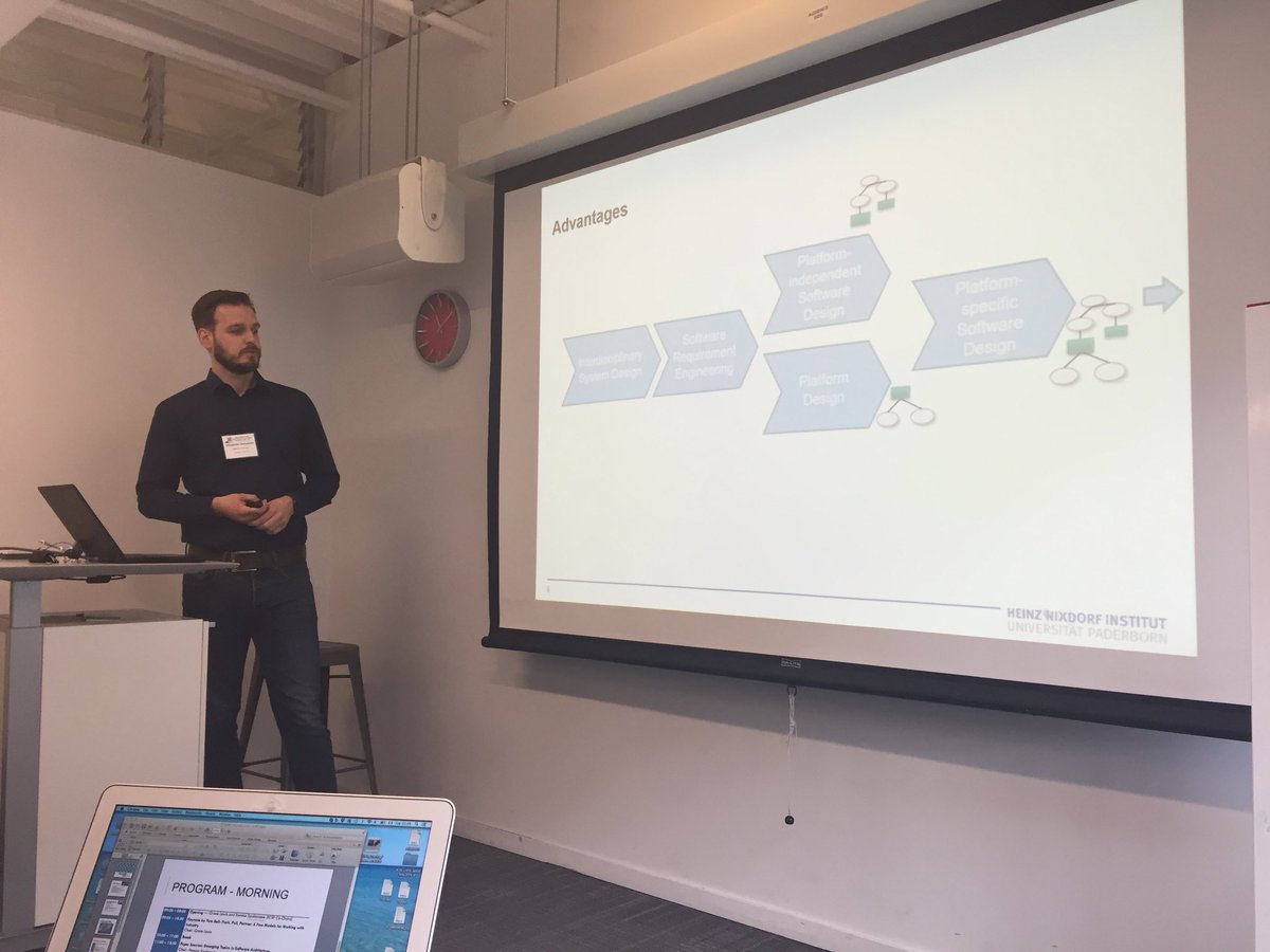 GraceALewis's tweet photo. Our first early career researcher Johannes Geismann from University of Paderborn at the Early Career Researchers Forum at ICSA 2018 talking about Traceable Threat Modeling for Safety-Critical Systems @ICSAconf https://t.co/DF86QrDYQJ
