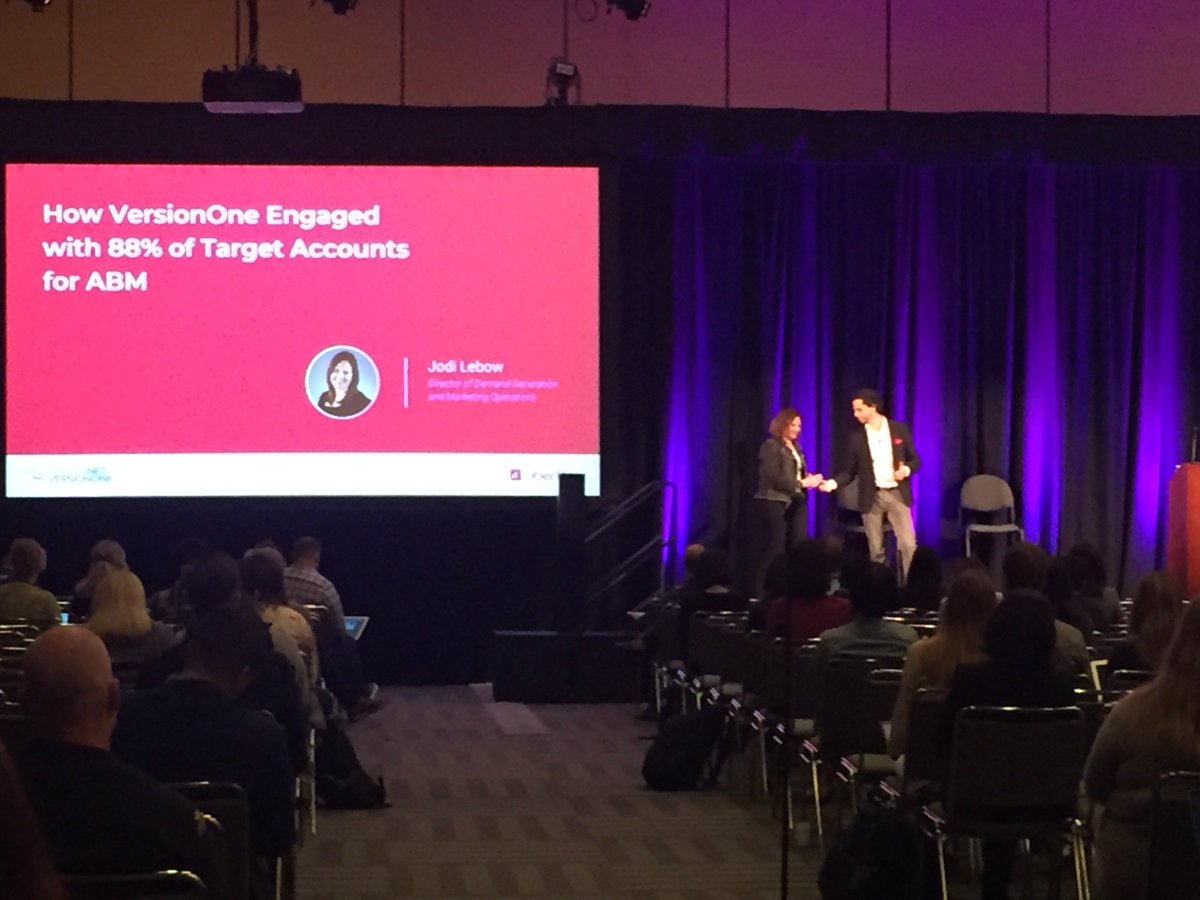 Our CMO <a href="/randyfrisch/">Randy Frisch</a> and <a href="/fishuw/">Jodi Lebow</a> at #MKTGnation speaking about how @versionone engaged with 88% of target accounts for #ABM 🙌
