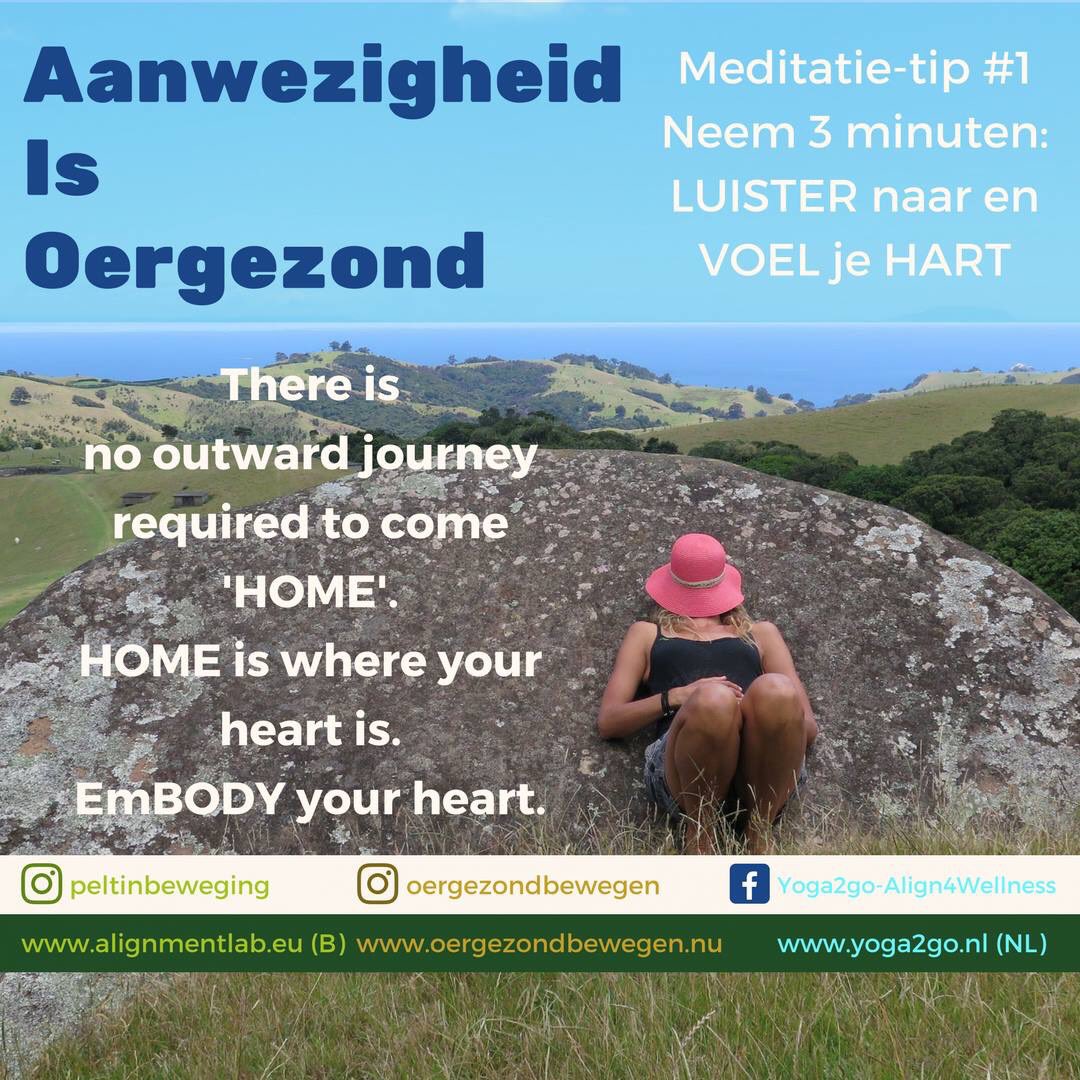 alignmentgurus's tweet image. Meditatie-tip #1  Aanwezig zijn, er zijn, is oergezond. Neem 3 minuten de tijd om te luisteren naar je hart, om je hart te voelen.  Wat voel je?  Wat hoor je?
Je hoeft niet weg te gaan om thuis te kunnen komen: “home is where your heart is”. 
Leef, met je hart.