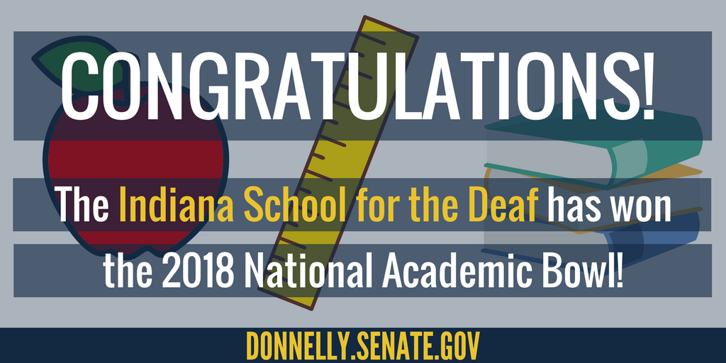 Congratulations to @ISDHoosiers, which just won its fifth National Academic Bowl Championship - continuing to make Hoosiers proud. – Joe bit.ly/2jlAfKO