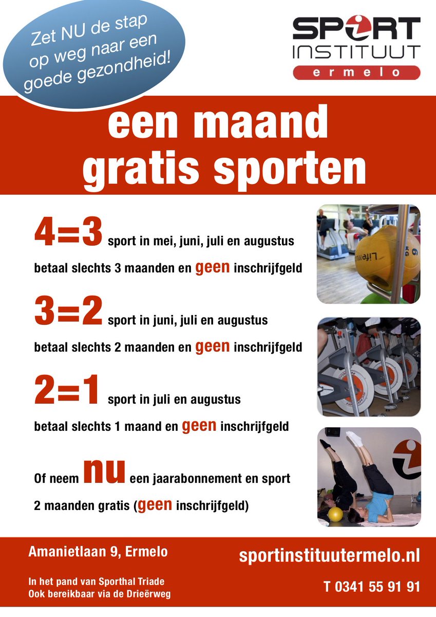 In shape en in goede conditie de zomer in met onze zomeractie. Zet NU de stap op weg naar een goede gezondheid. 
sportinstituutermelo.nl/ik-doe-mee-2/
