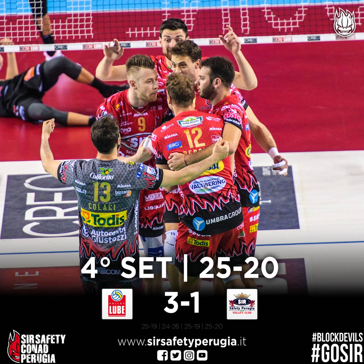 SIRVolleyPG's tweet image. Sarà necessaria #gara5 per decretare la vincitrice del tricolore 2017-18. La Lube vince 3-1 e riporta la serie in parità sul 2-2. 
Ora sarà sfida da dentro o fuori domenica a Perugia!
#4SET #CivitanovaPerugia #ChePlayoff #Superlega #GoSir #BlockDevils #RCD #ORAéADESSO