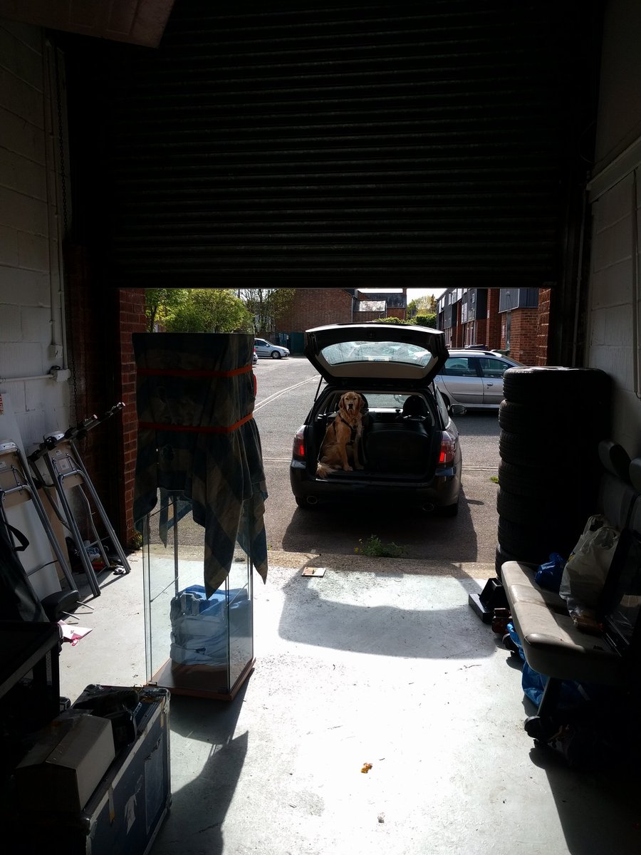 ORLINTech's tweet image. Unloading the car after #MakerFaireUK . Monty the office dog not helping much.