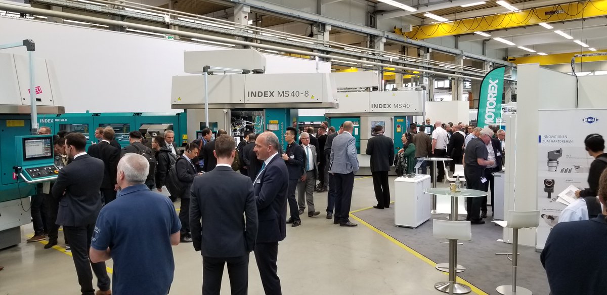 INDEX_USA's tweet image. Our #Multispindle hall is packed at the INDEX and TRAUB Open House 2018 in Reichenbach, Germany! Check out the INDEX MS40-8 when it comes to Chicago, for the first time at #IMTS2018 in September. Learn more about the MS40-8 here: indextraub.com/products/cnc-m… #IMTS #lathes #lathe