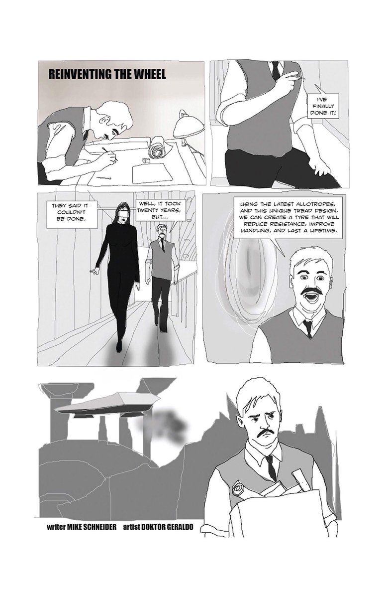 TheComicJam's tweet photo. They said it couldn���t be done. Well @doktorgeraldo and Mike Schneider have done it! They’re “Reinventing the Wheel” with this #obsoletetechnology comic on https://t.co/poZc8n8GKn! #talktechytome #readcomics https://t.co/YQo4pydzga