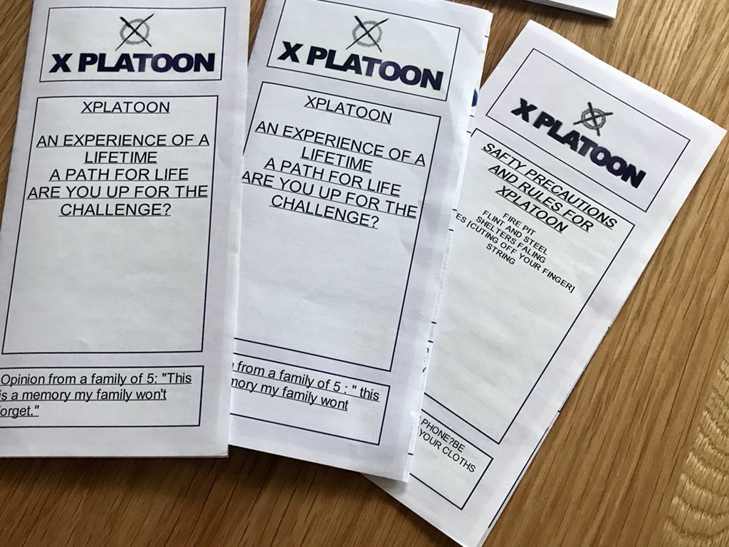 thexplatoon's tweet photo. Just looking over these amazing flyers that were produced by the Yr 6 students who attended our last school #PathForLife #survival day @SteveHeaneyMC @CLOtC @educationgovuk @MbroCouncil @stocktoncouncil #outdoorlearning #wellbeing #adventure #fun #inspire https://t.co/7ImZXmZ1IG
