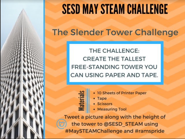 The #MaySTEAMChallenge begins today! Submit pictures of your completed paper tower by May 31st for the chance to win a pizza party! #ramspride
