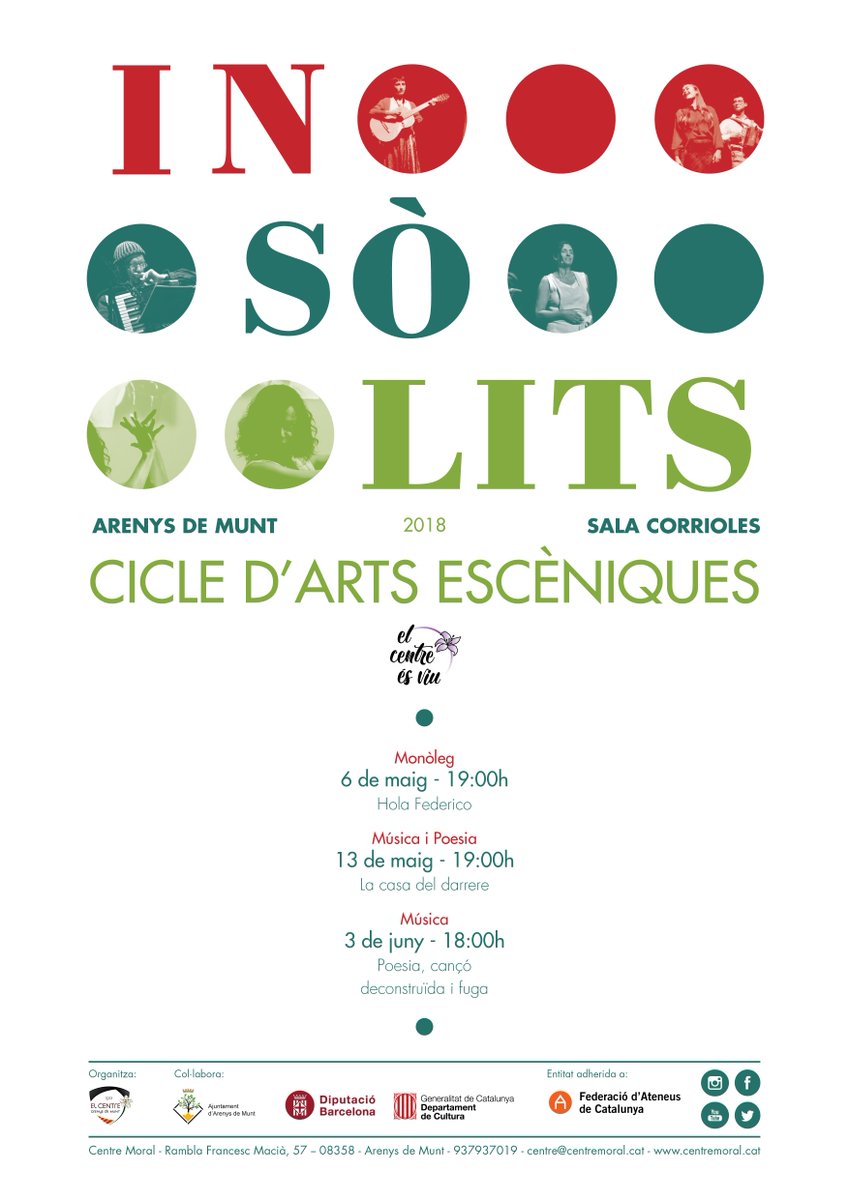 ElCentreAdM's tweet photo. Diumenge final del nou cicle #INSOLITS que vol impulsar i difondre la creació contemporània i multidisciplinària properes i singulars  tot prenent un cafè o un te.
@xarxateatres #FedericoGraciaLorca #Lorca #AnnaFrank @Konradseto

https://t.co/8KwWe5nope https://t.co/1j7gZf87sd
