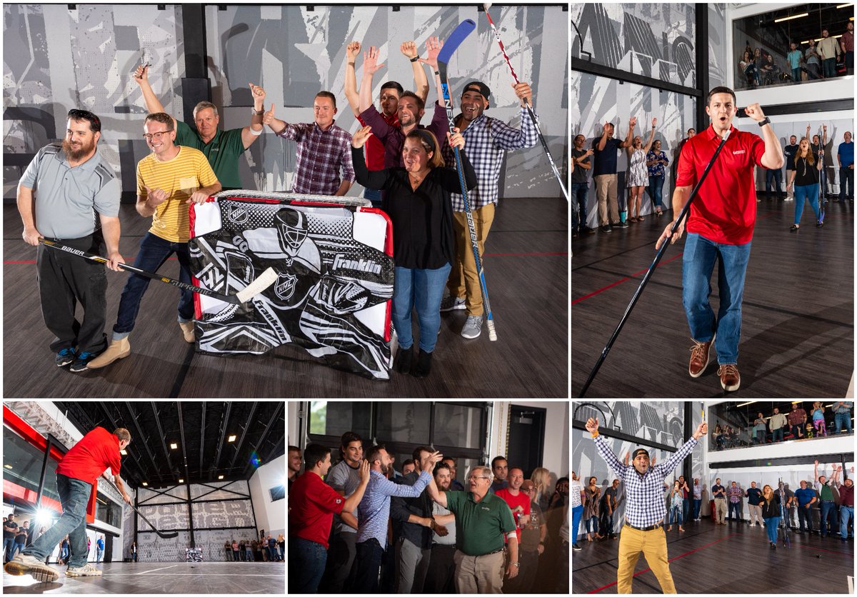 PowerDesignInc's tweet photo. In honor of the @TBLightning making it to the playoffs, we held our own hockey shootout. The first 50 people to sign up each had #oneshot at $1K, turning our sport court into an arena of cheering fans and 8 #PDIPeeps into winners! #PDILife ⚡ https://t.co/RNu8I3Y8rJ