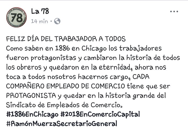 Feliz día compañeros hagamos historia #1886EnChicago #2018EnComercioCapital @RamonMuerzaSEC <a href="/SubOrganizacion/">jose medina</a> <a href="/aldecoto/">alberto aldeco</a> <a href="/VCristianHernan/">Cristian Hernan</a> <a href="/eldeividquemero/">el deivid</a> <a href="/JairDominguezAR/">Hola Jair</a> <a href="/GustavoINCSA/">Gustavo D Bustamante</a> <a href="/Edgardo26540003/">pana</a> @molinaernesto51 <a href="/ClaudioPorto136/">Claudio Porto</a>