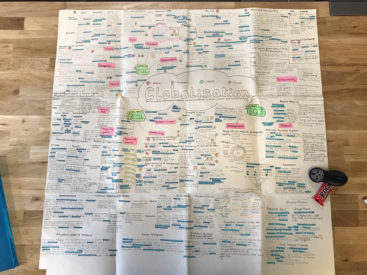 GryphonGeogHOD's tweet photo. Just mind blowing HUGE work from a @verulamschool @Verulam6thForm #geography #alevel #edexcel student. #Mindmap their topic & #enquiryquestions. & then with acetate over the top drawing #keyconcept connections. @Verulearning #Brillant. #geographyteacher in the making. #WDJTGWCG https://t.co/EoaErELmBx