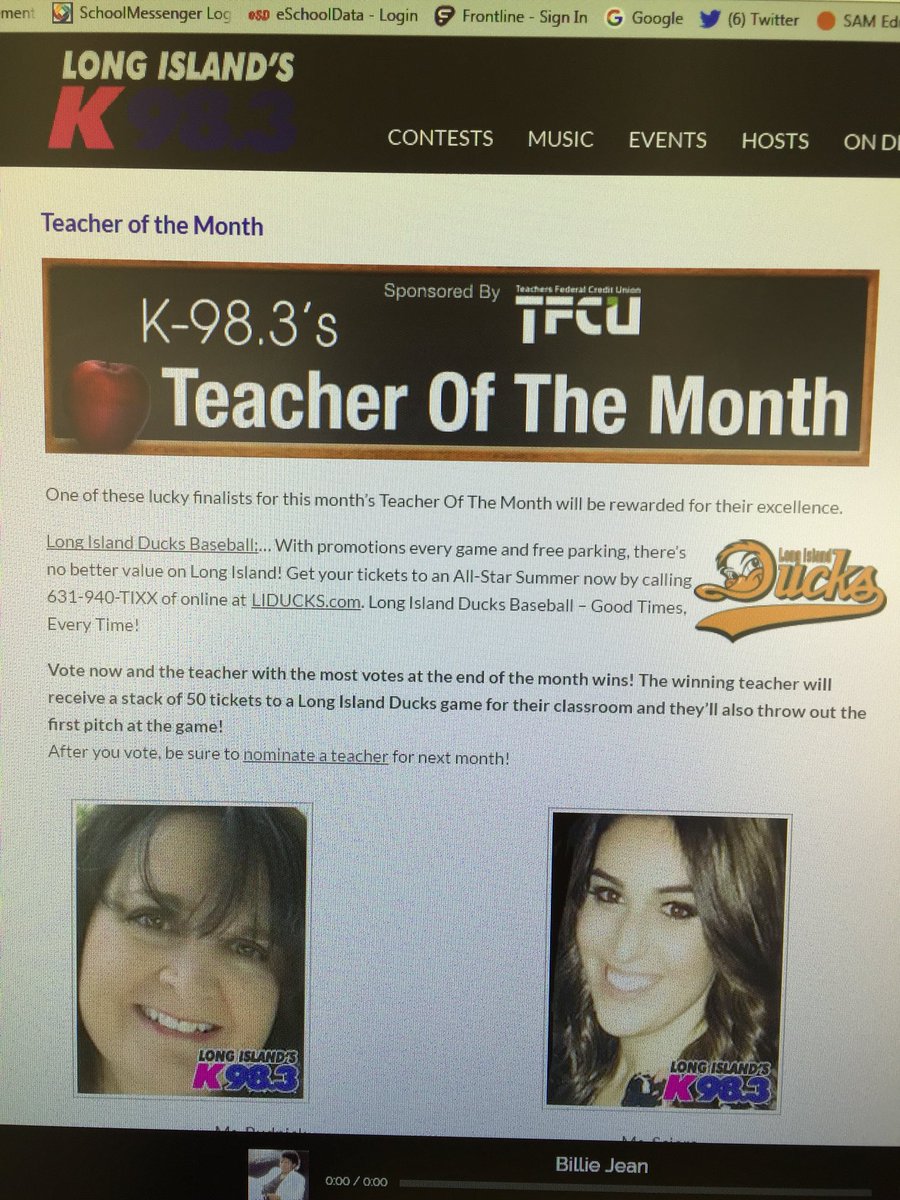 Vote for K98.3’s nominee for Teacher of the Month- Ms. Budnick