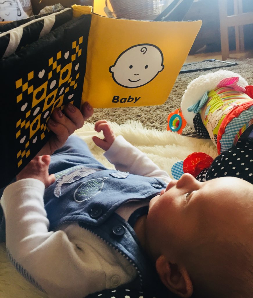 MrsYoungHT's tweet photo. Never too early to start with reading! My 10 week old loved sharing a book with mummy today #babieswhoread #patterns #specialtime https://t.co/88mv414nd4