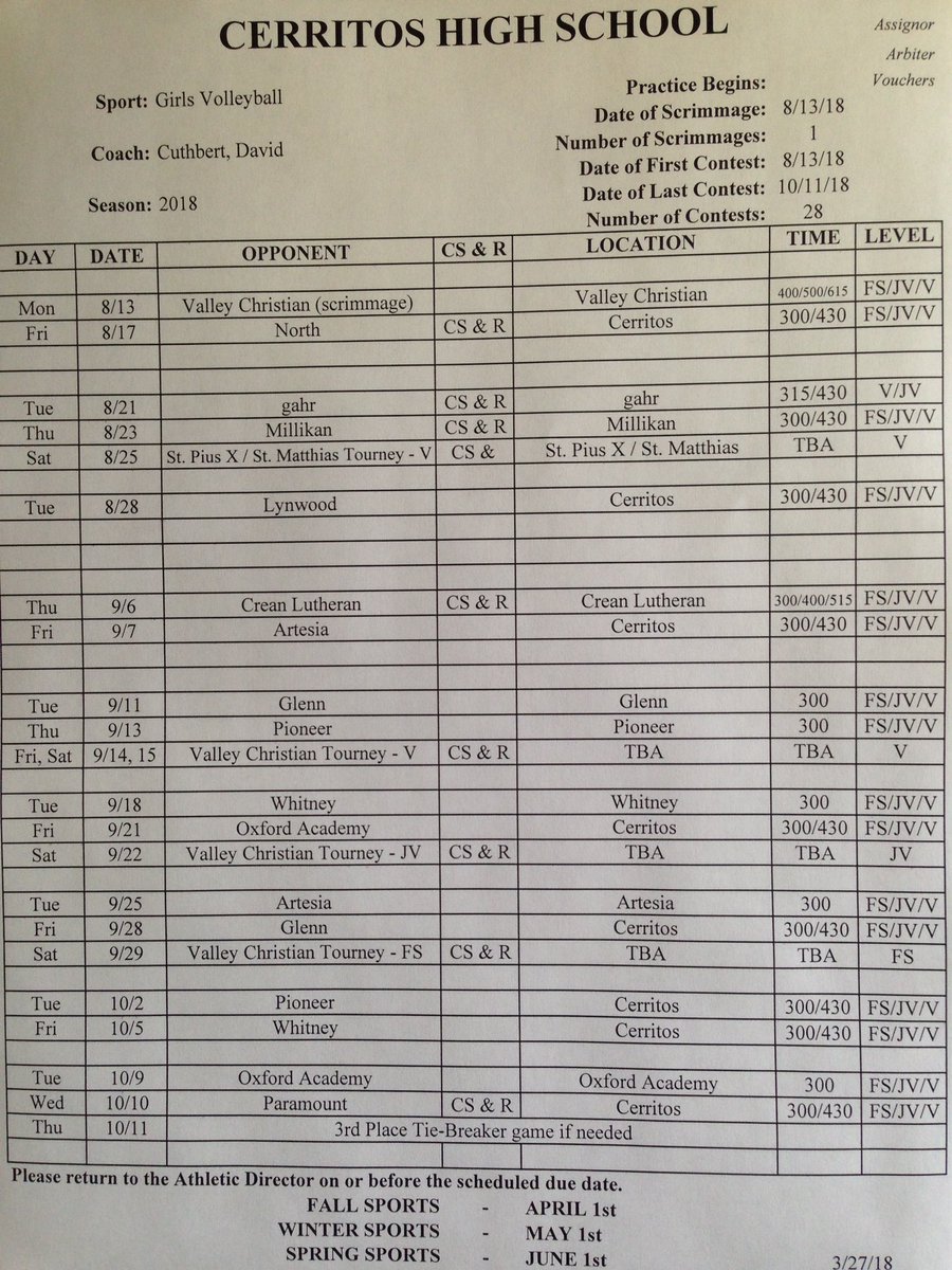 CHSDonsVball's tweet photo. Provisional schedule for next season https://t.co/VIJqBE1vJy