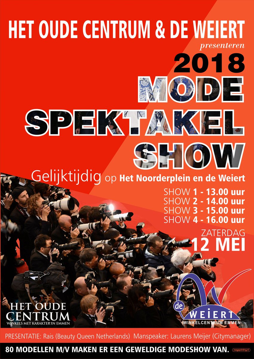 Modespektakel in Emmen.

Groot modespektakel dat zowel in het oude centrum als in de Weiert gaat plaatsvinden. #winkelcentrumdeweiert #Emmen #modeshow