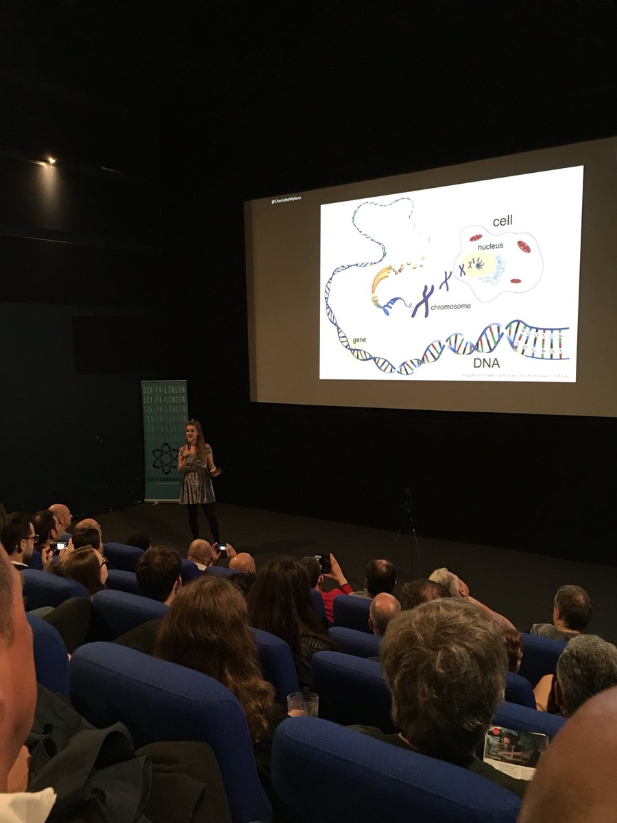 scifilondon's tweet photo. @CharlotteMykura giving us a fascinating talk on DNA before @chimerathemovie premiere - we have just seen the short, Hyperlight. We have a Q&amp;A with @MauriceHaeems led by @panelborders #scifilondon #sfl18 https://t.co/4Cw0YzaKdm
