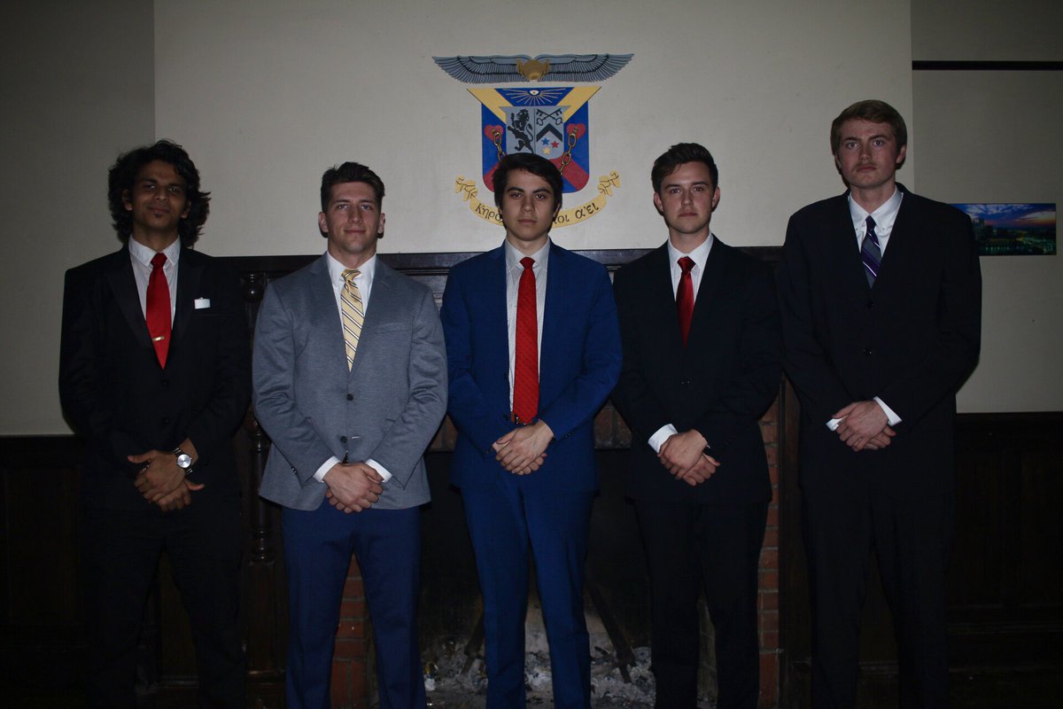 Introducing the newly initiated ΔΚΕ ΦΕ spring 2018 pledge class!
Congratulations, Brothers!
#FFTHF

Pictured left to right:
Aditya Pahtak ('21)
Ryan Teske ('21)
Christian O'Neil ('21)
Morgan McElroy ('21)
Campbell Dunham ('21)