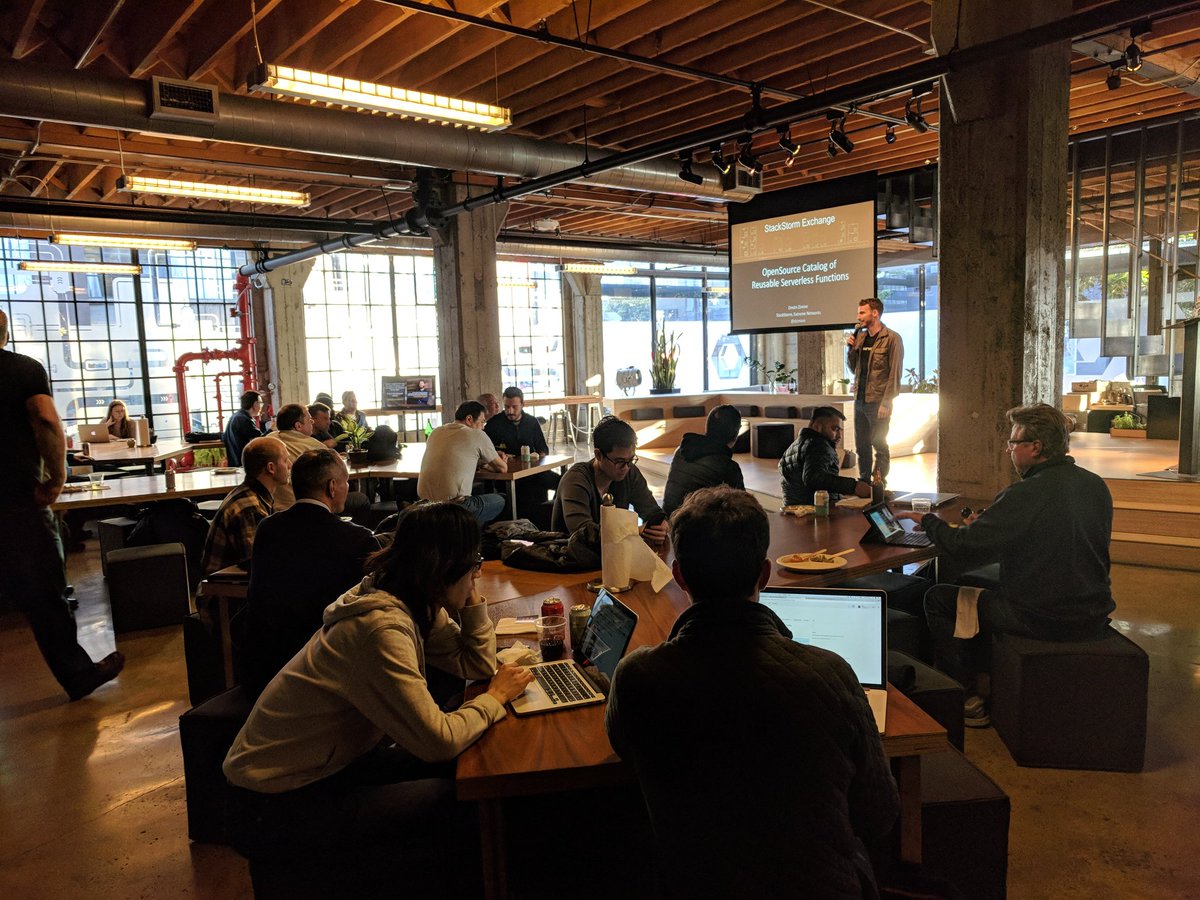 goserverless's tweet image. Going down right now--pasta bar &amp;amp; Serverless chats, MC&apos;d by @DavidWells #serverlessmeetup