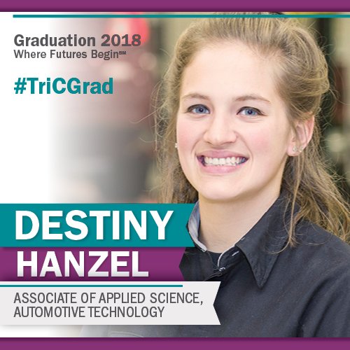 TriCedu's tweet photo. Destiny Hanzel fueled her dream by completing the #GMASEP Program at Tri-C. How did she overcome the doubts of pursuing a career in a male dominated field? Check out her road to Commencement: https://t.co/VoaL4q4SaA #TriCGrad https://t.co/K7Wuz2TZKI