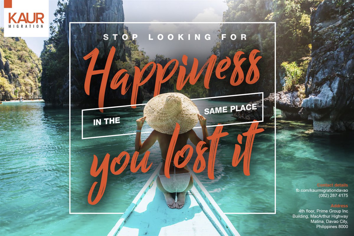 Stop looking for happiness in the same place you lost it

#kaurmigrationdavao #kaurdavao #quoteoftheday #philippines #australia #travel #travelvisa #migrationconsultant