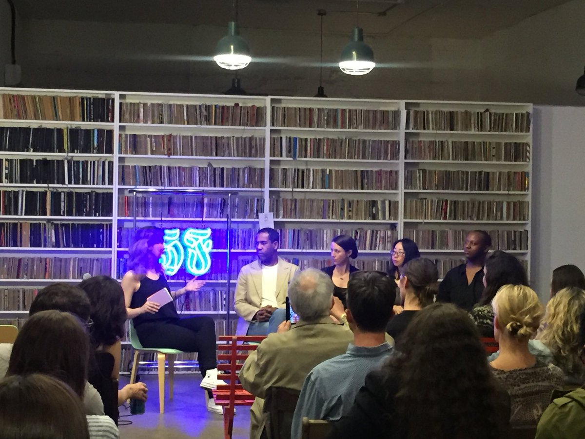 stephmacc's tweet photo. Really incredible night of readings and a panel bringing literature and finance together at the @Bkartlibrary. @hausmuva @Alison_Kinney @tylerwrites @Pardlo @lesliecampisi #hackingfinance #hiplit https://t.co/KIROfwoOEQ