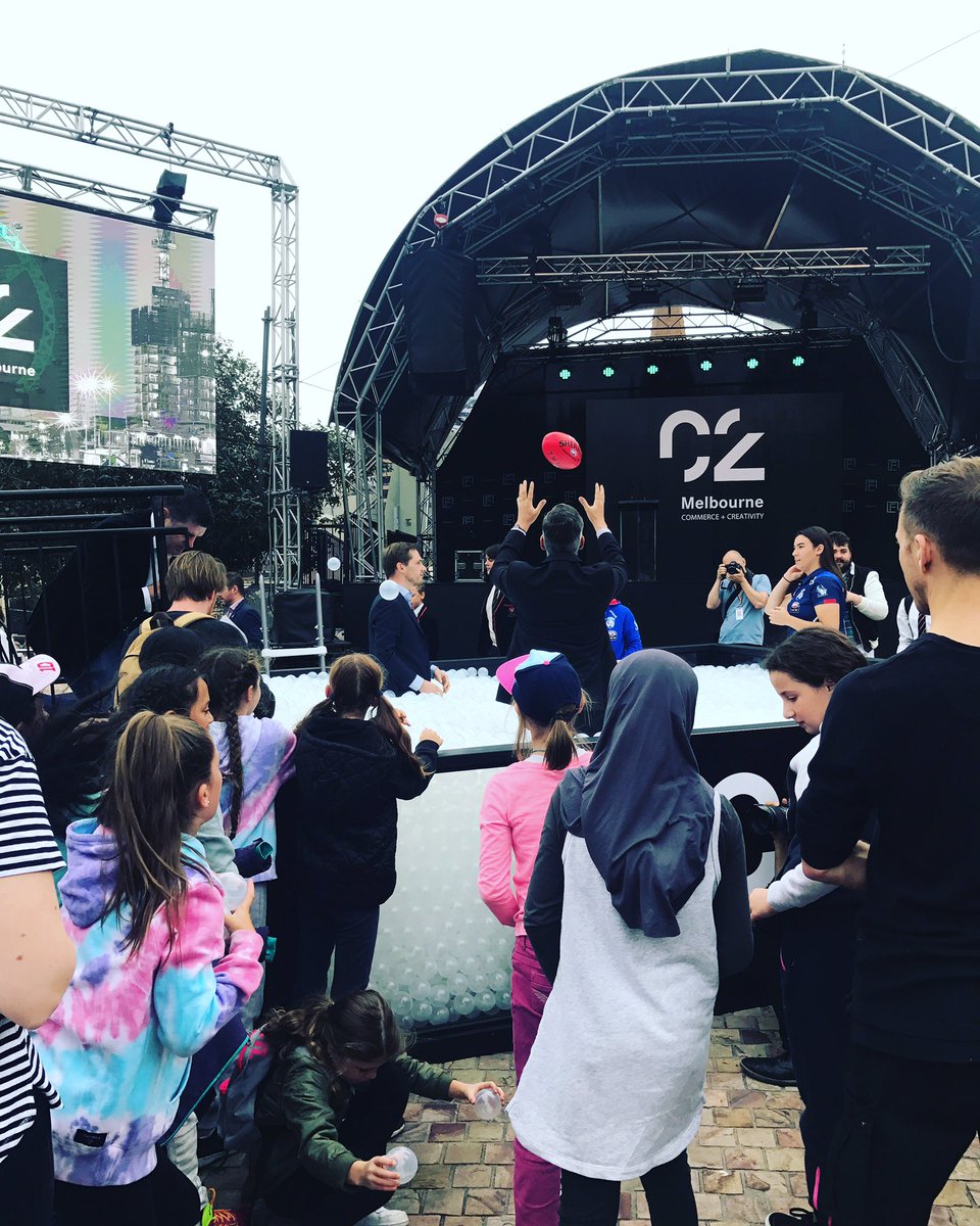 Couldn't get more #melbourne than a @c2melbourne ball pool in @federationsquare !! More to come at #C2Mel18 this October  #commerce #creativity #federationsquare #shiftthewayyouthink