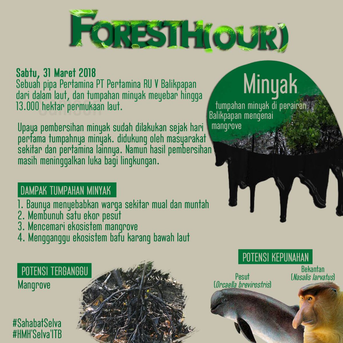 [FORESTH(OUR)]

Apa yang telah terjadi di bulan April lalu?
Bagaimana kondisi ekosistemku saat ini?
Masihkah seimbang?
Baca selengkapnya mengenai apa yang akan terjadi saat yang dibenci mati di selva.sith.itb.ac.id/2018/05/01/bag…

#SahabatSelva
#SelvanuAING