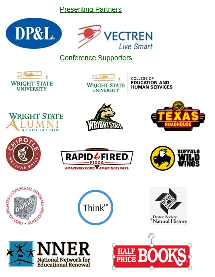 WSULearnLocal's tweet photo. Thank you again to the 2018 WSUNER Conference Presenting Partners and Supporters! Thank you to all who are supporting local educators!
#WSUNER #LearnLocal #DP&L #Vectren #WrightState #BWWings #Chipotle #rapidfiredpizza #OAIMA #ThinkTV #TexasRoadhouse #NNER #halfpricebooks https://t.co/4hKq1ydWI6