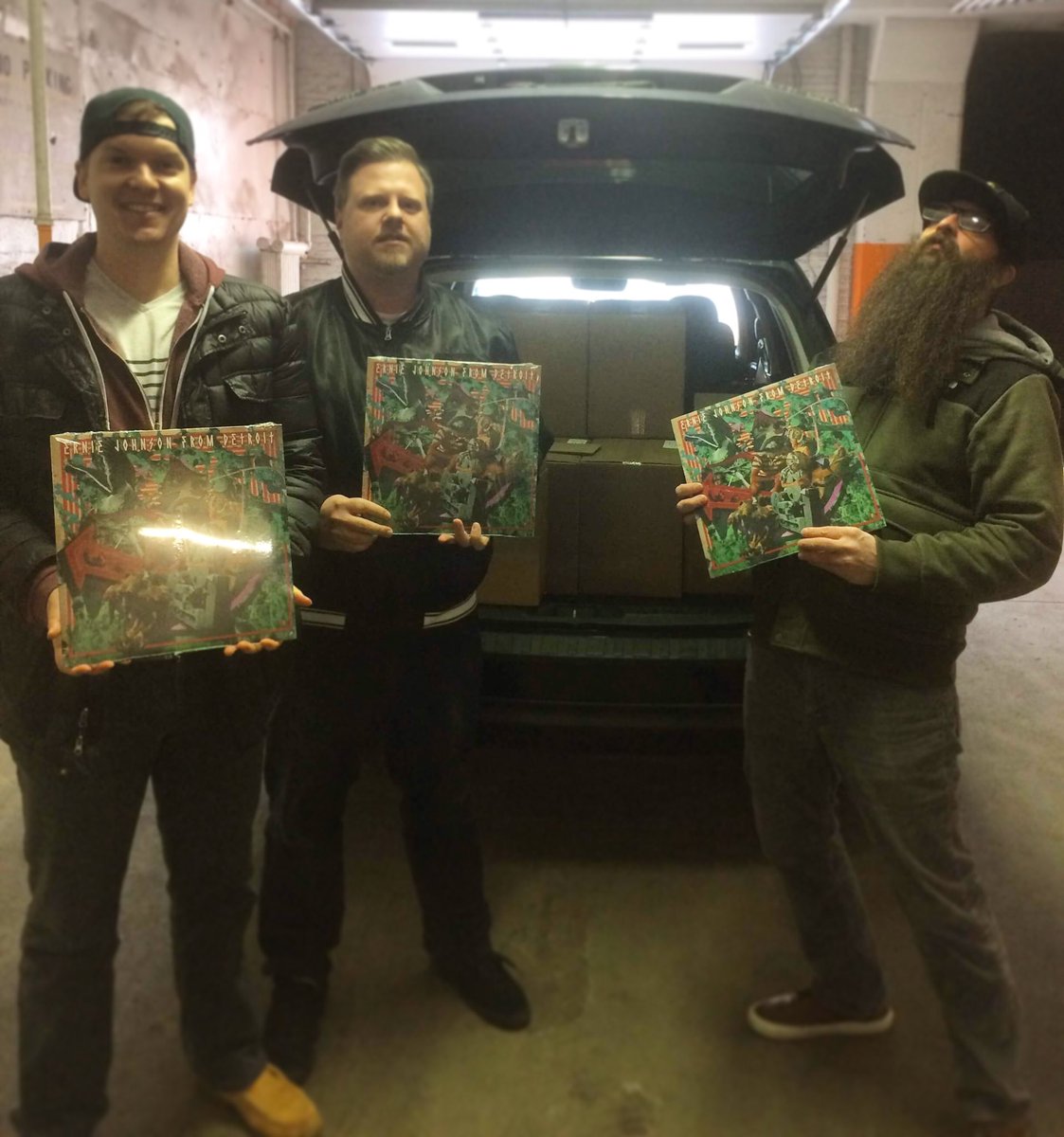 EJfromtheD's tweet photo. Some Ernies tripped up to CLE to pick up our records from @gottagrooverecs! Thanks GGR for a kickass final product! Official release 6/15 at @MOTRpub! https://t.co/OhYOmw3jnd