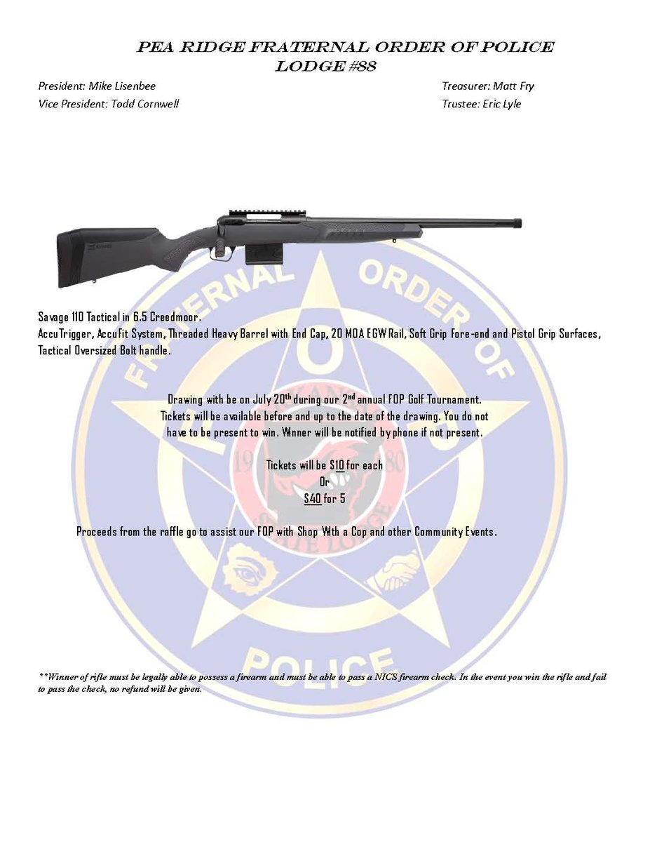 Pea Ridge FOP 2nd Annual Golf Tournament