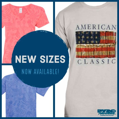 PyroNovelties's tweet photo. We've added three more sizes to our line! Our popular American Classic tees are now available in M-4X, the Ladies Coral all-over print comes in S-3X and the Youth Iris Blue tee in XS-XL are in stock. https://t.co/x8bOpn3vFA
#NewSizes #NowAvailable #AmericanClassic https://t.co/OL0maLadmf