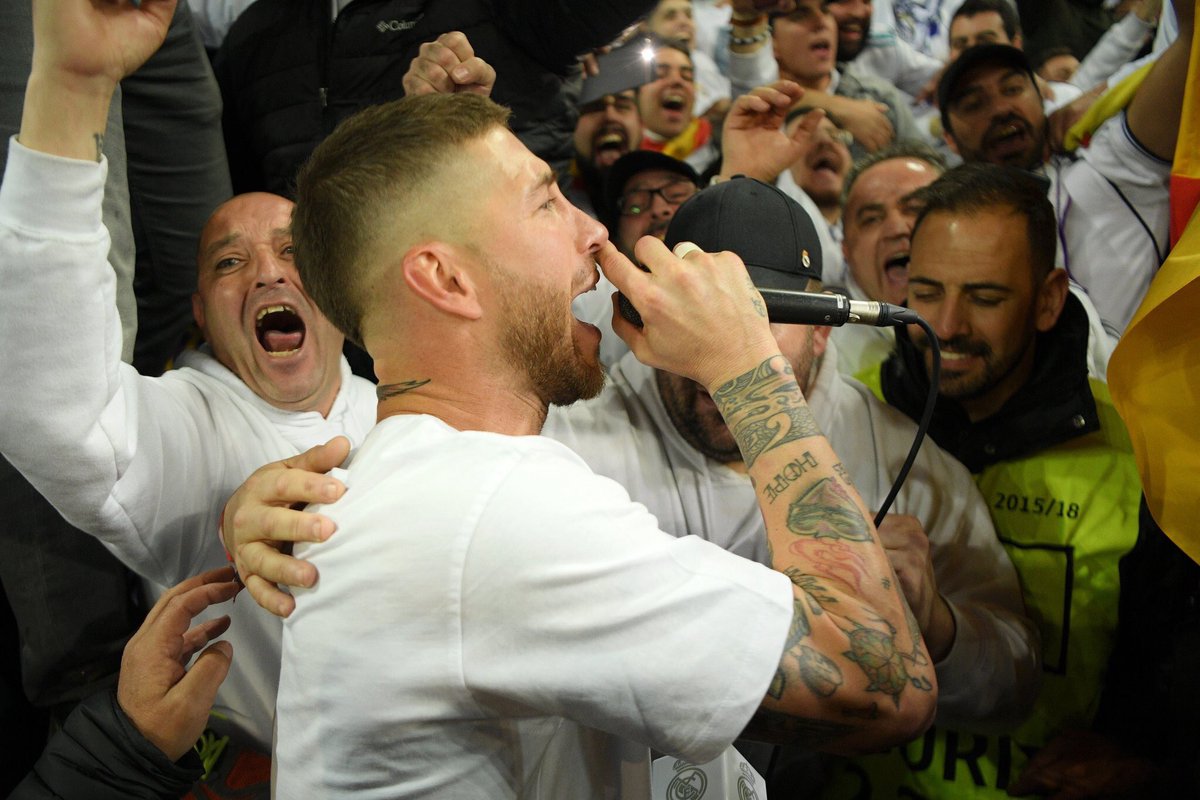 RMadridInfo's tweet photo. Leader on the pitch and on the stands! [pics via @Squawka] https://t.co/IFmGLwvApU