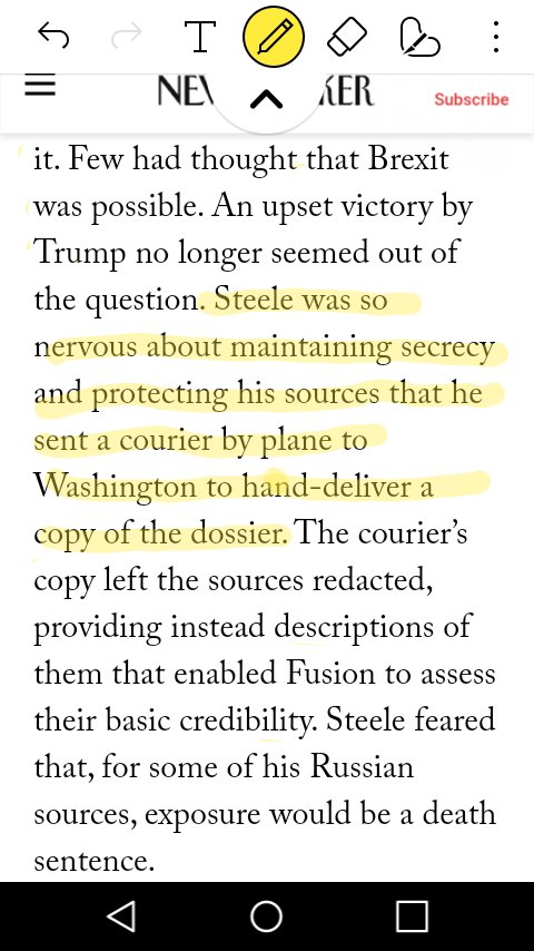 And Steele responds by urgently having it delivered by personal courier?Was that cause someone needed it to present to high level folks on June 27, 2016?Remember reportably mook and podesta got frequent updates...