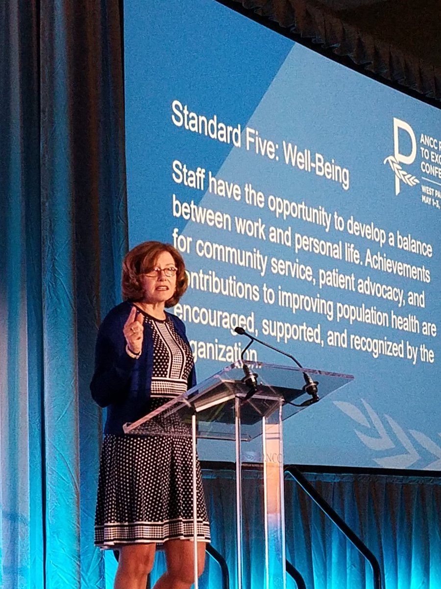 DebbieHatmaker's tweet photo. President Pat Reid Ponte kicks off #anccptecon talking about PTE std 5 on well-being &amp; #HealthyNurse https://t.co/KAL5FftNyn