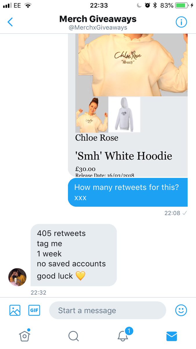 hrvyrosegrayTV's tweet photo. Please help a girl out and retweet this! Thankyou @MerchxGiveaways .... please help me get this @ChloeRoseOFCL merch! https://t.co/YQskD9oduO