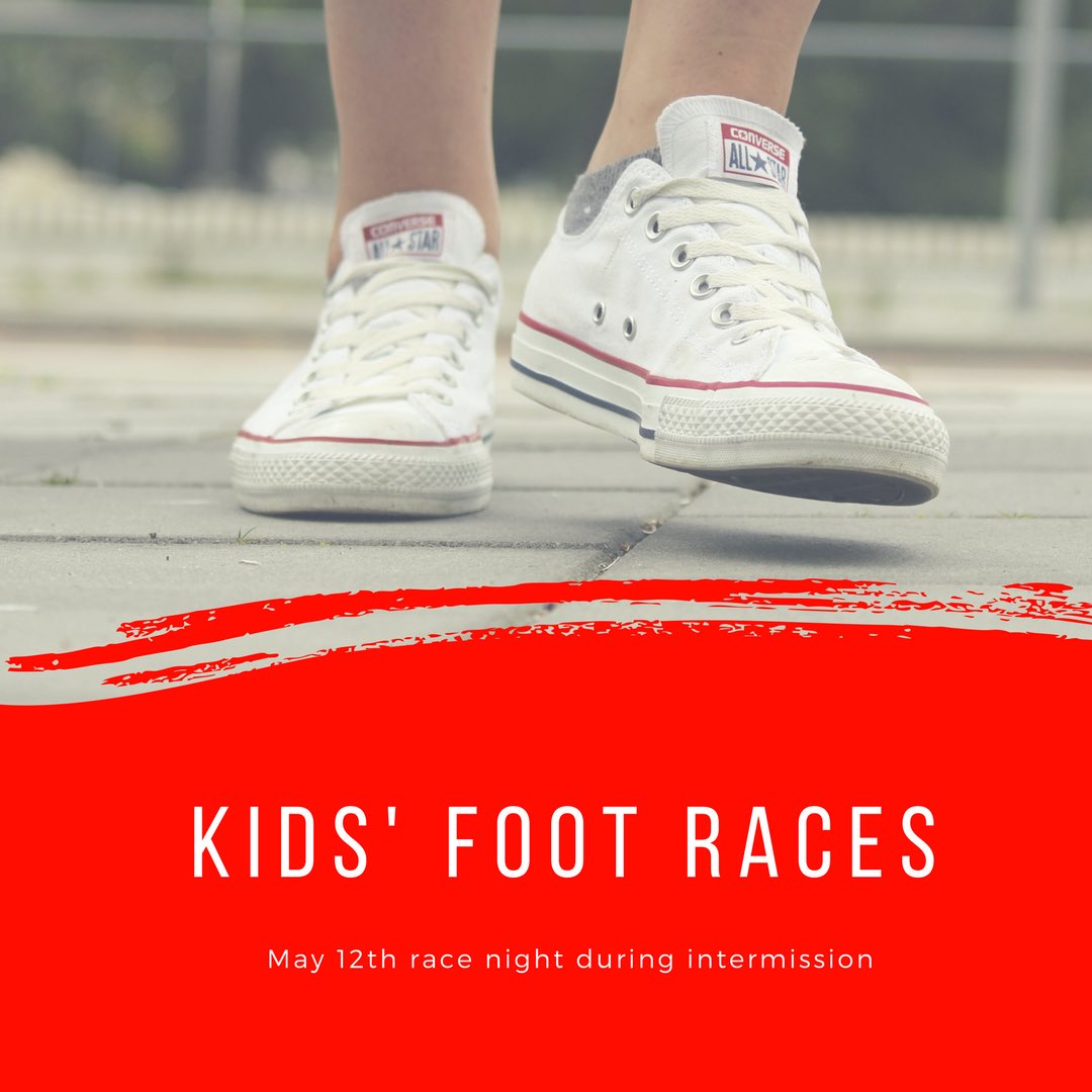 Since we weren’t able to get the kids’ foot races in this past weekend due to the track being too slick, we’ve moved it to our next race night on May 12th so the kiddos still have a chance to challenge for that free hot dog and soda! They will be held during intermission.