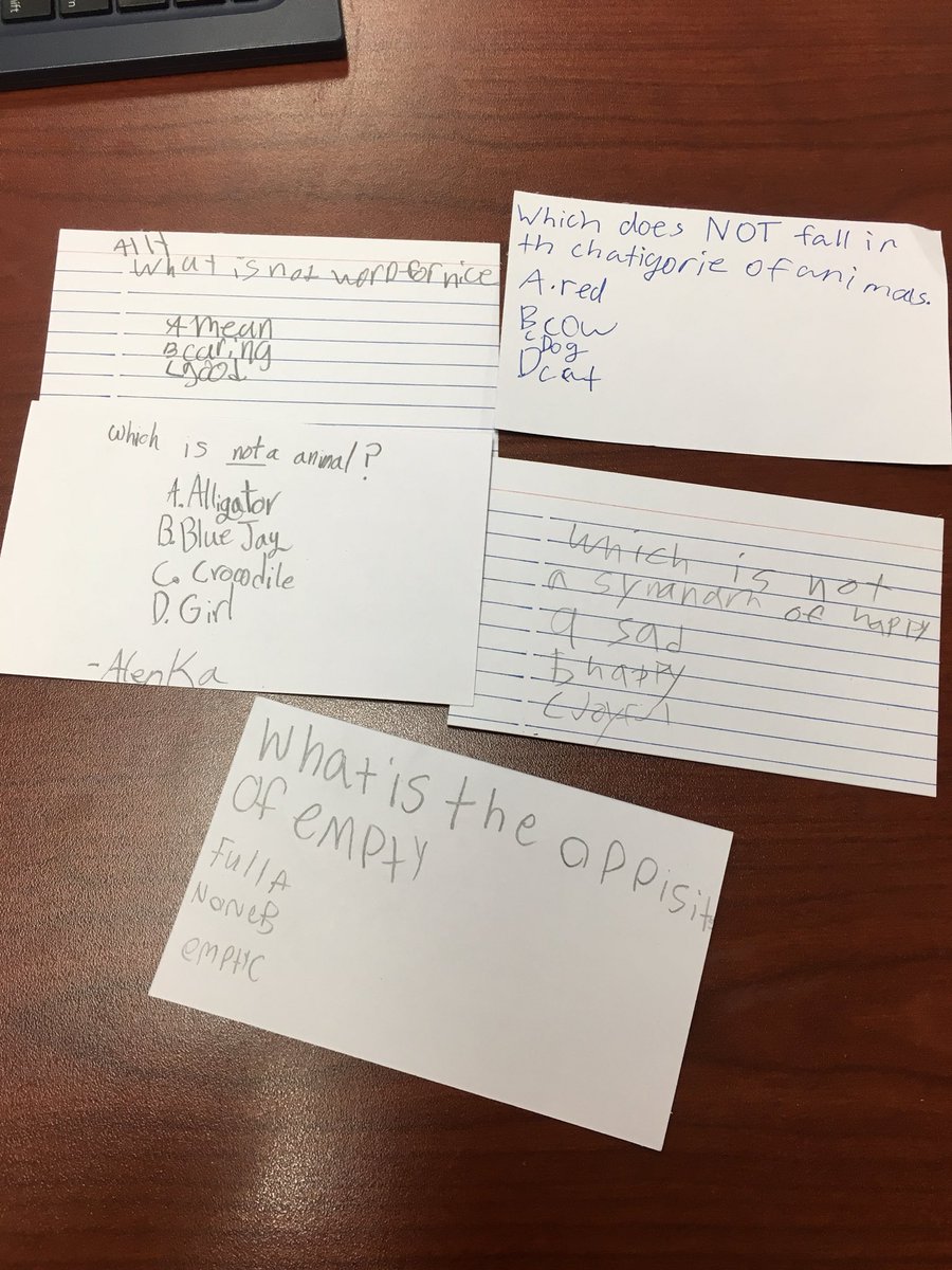 SkopikCCE's tweet photo. We did some backwards thinking today and worked with NOT questions. We sorted them, talked about why they’re tricky, and then created our own. @CastlemanCreek #ccegrows https://t.co/qHY7O79Dcq