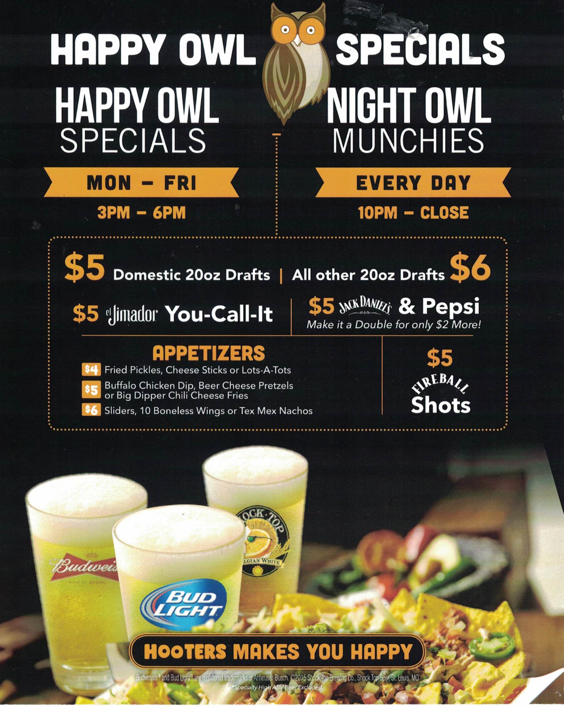 Hooters on sale happy hour