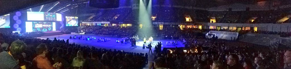This is how to reward and recognize engineering skills! Stadium full, bright lights, jumbotron, cheering crowd! #VEXWorlds2018  #kidsdeserveit