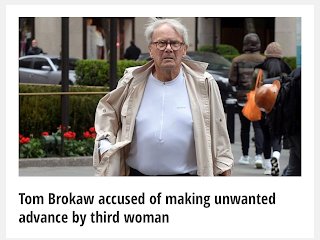 Take on Tom BrokenJaw ift.tt/2jnLWAH

The old NBC anchors are having a rough time. A few years ago Brian Williams was sent off to Albatross and now Tom Brokaw is getting his with a third woman accusing him on impropriety. But what is worse is the accompanying photo whi…