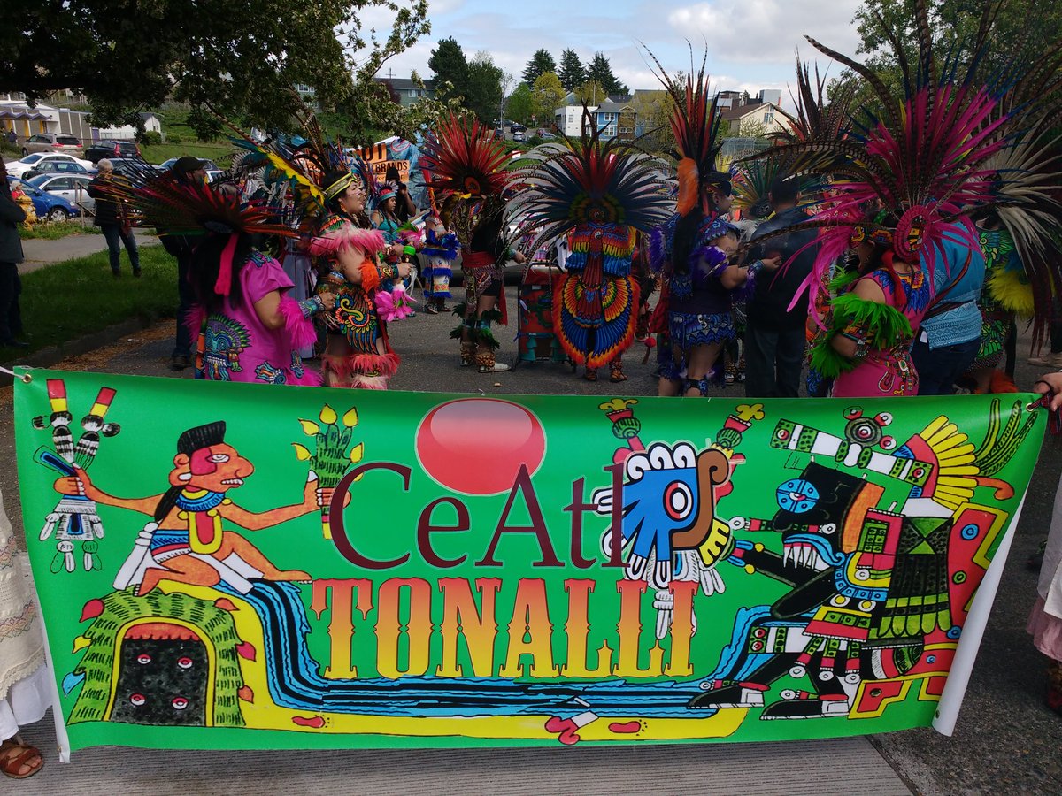 May1stAC's tweet photo. Danza Ce Atl Tonalli will be leading the march once again this year. #MayDaySea #MayDay #MayDay2018 https://t.co/Q9fHnOvKBw