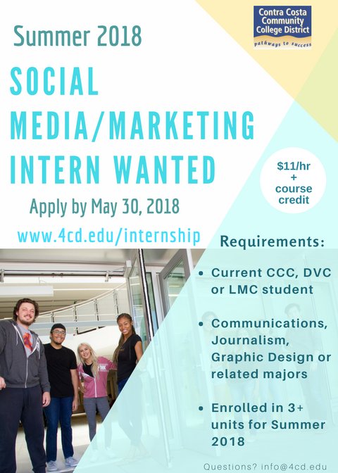 4CDLive's tweet photo. Our Social Media/Marketing internship is a great opportunity for CCC, DVC and LMC #journalism students to put those excellent writing skills to use! @cccadvocate @DVCInquirer #cccadvocate #lmcexperience #dvcinquirer #socialmediamarketing #collegeinternship #summerjob https://t.co/CdSIg99xGQ