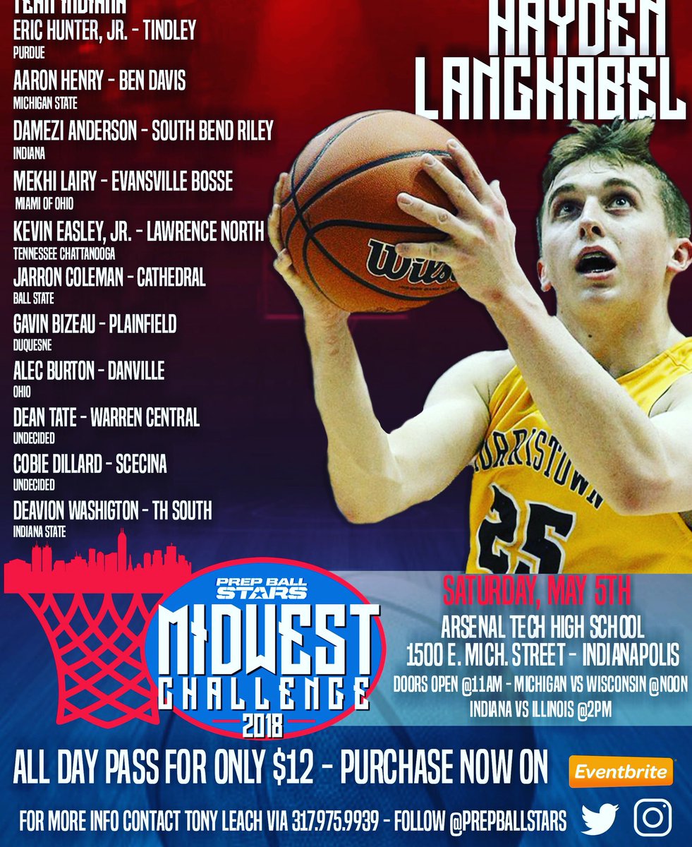 prepballstars's tweet photo. Morristown and @MarianMensBBall fans, come watch and support state champion Hayden Langkabel this Saturday, May 5th @prepballstars Midwest Challenge! Get your tickets now 🔥🔥🔥🔥 No FEE https://t.co/pbqO3kH7ud https://t.co/a0FgYlQfoO