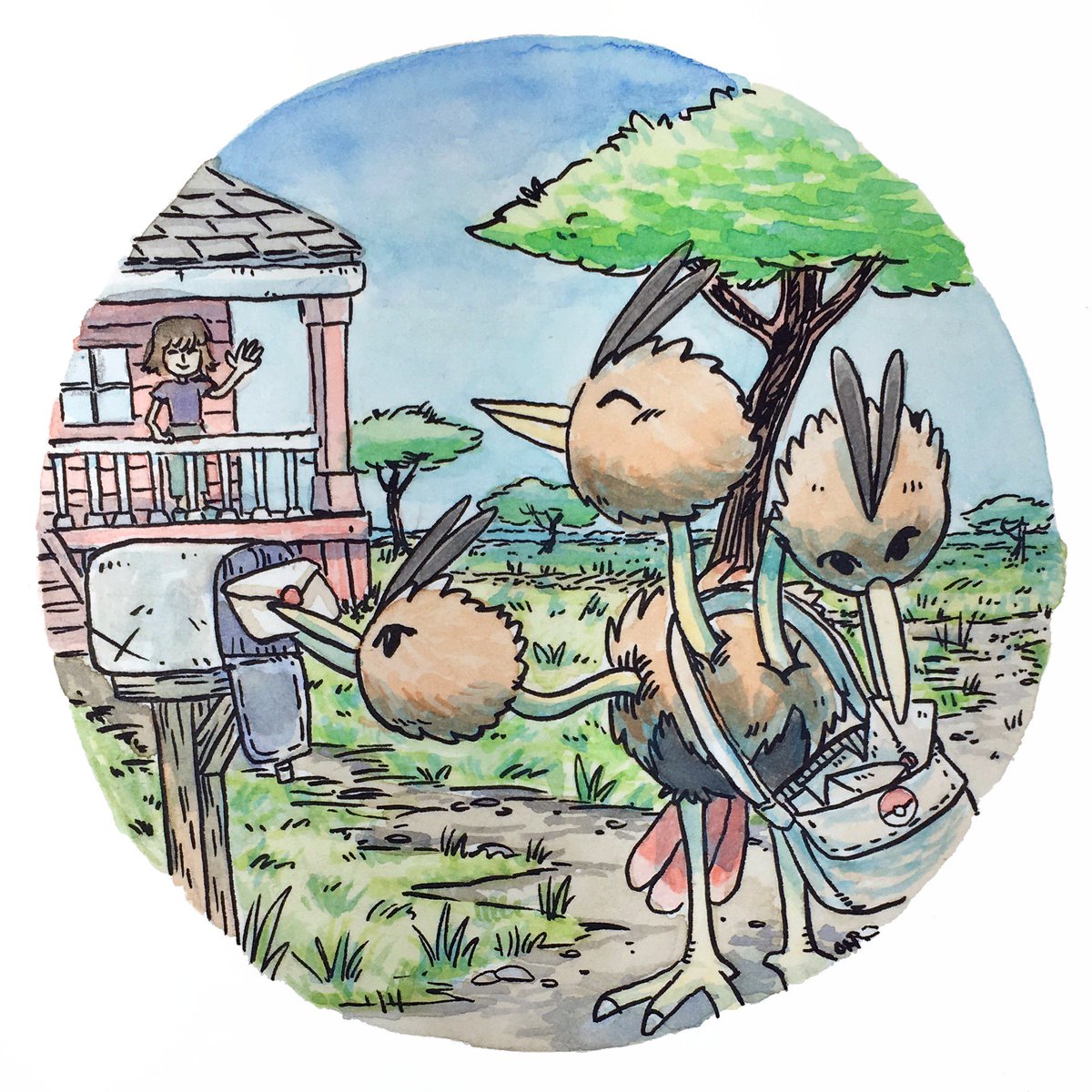 OliverHamlin's tweet image. #85 Dodrio on his daily route! #pokemon #dodrio #nintendo #fanart #illustration #watercolor #painting