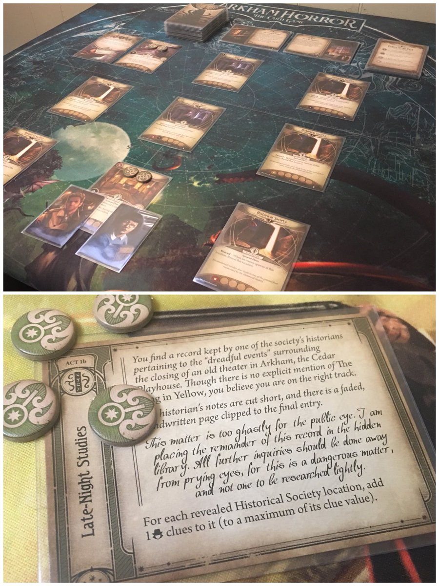 Nathan_Adam's tweet photo. Day 3 of #CampaignInAWeek: Echoes of the Past
As much as I love this game (and I am Savage Garden in love with this game), this scenario falls a bit flat for me. However, Mark was an absolute monster throughout!
#ThePathToCarcosa
#ArkhamHorrorLCG
#FantasyFlightGames
@FFGames https://t.co/ku3BdF0Cf4